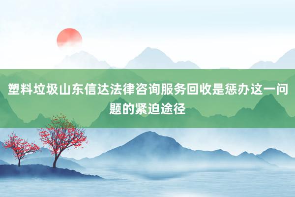 塑料垃圾山东信达法律咨询服务回收是惩办这一问题的紧迫途径
